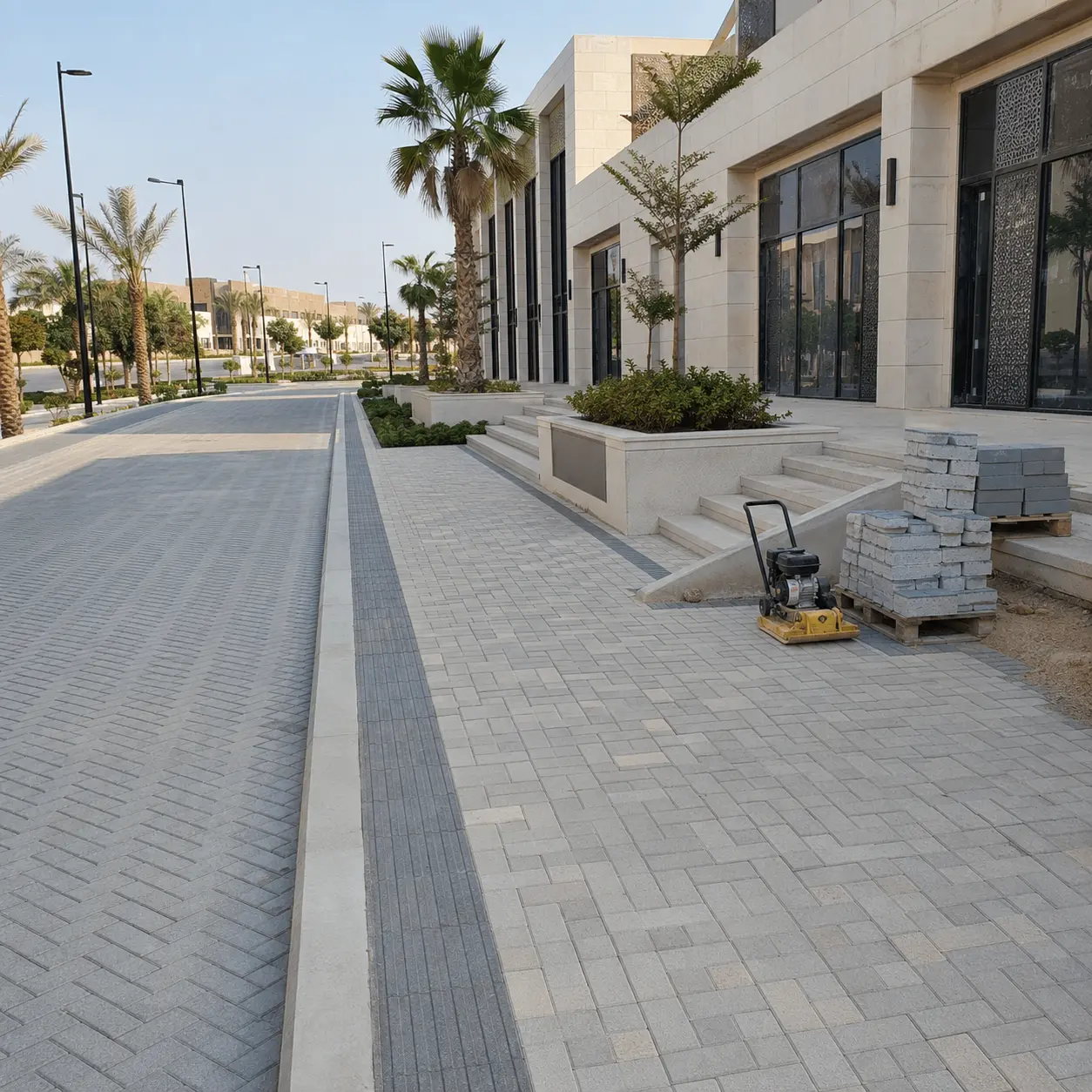 أعمال الإنترلوك والأرصفة والتشطيبات الخارجية من روزن دان التجارية